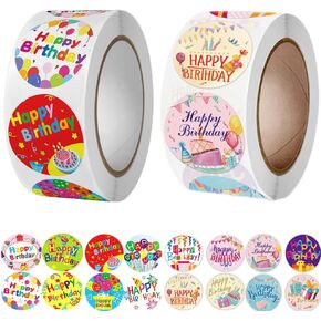 1000PCS Happy Birthday Stickers for Kids Classroom,1 Inch 16 Styles Cute Round Adhesive Watercolor Birthday Sealing Sticker Labels for Kids Party Classroom Decoration (Happy Birthday)