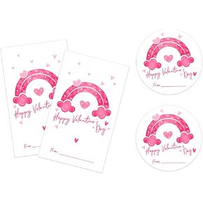 20 Pcs 2" Stickers & 20 Pcs 2.1" X 3.5" Valentine Stickers Set，Happy Valentine's Day, Valentine Envelope Seals, Gift Box, Snack Packaging Stickers，Party Supplies & Favors for Valentine - A05