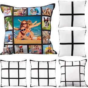 Sublimation Panel Pillow Case Sublimation Pillow Cover Sublimation Polyester Pillow Cover Blank Case Throw Pillow Covers 18 x 18 Inch for Sofa Couch Sublimation Printing, 3 Styles (6 Pieces)