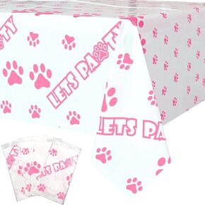 4pcs 51.2x86.6in Puppy Dog Pet Paw Print Disposable Plastic Tablecloth - Cat Pet Paw Plastic Table Cover for Paw Party Supplies Dog Theme Birthday Party Decorations Cat Theme Birthday Party