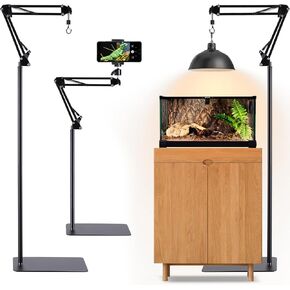 Metal Reptile Lamp Stand Tall Floor，Reptile Heat lamp Stand Adjustable with 360 °Swing Arm, Reptile Heating Lamp Stand Suitable for Different Types of Reptile Lights.
