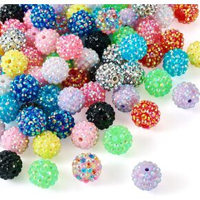 Cheriswelry 72pcs 16mm Rhinestone Beads Round Crystal Bubblegum Beads Rainbow Chunky Ball Beads Colorful Loose Spacer Beads for DIY Craft Bracelet Earring Necklace Jewelry Making