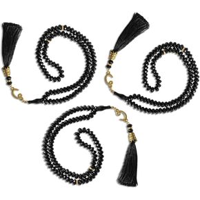 Tasbih Prayer Beads 3Pcs, Muslim Prayer Beads, Prayer Beads Islam, Islamic Prayer Beads, Tasbeeh for Muslim, Islamic Beads Prayer, Islam Prayer Beads, Tasbeeh Prayer Beads (Black)