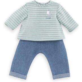Corolle 14" Baby Doll Outfit - Loire Riverside Pants & Striped T-Shirt - Mon Grand Poupon Outfits and Accessories fit 14" Dolls, for Kids Ages 2 Years and up