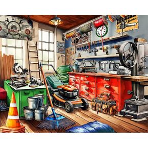 SPRINGBOK TOOL MAN'S GARAGE 1000 قطعة للبالغين - مرآب ملون مملوء بمعدات الماشية