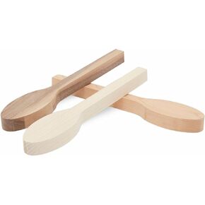 3 Pieces Blank Wood Carving Spoons for Whittling, Basswood, Cherry Wood, Walnut Wood, 10.3 Inches