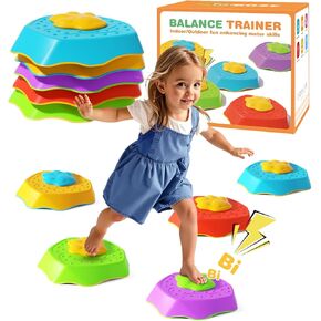 Voiced Stepping Stones for Kids, 5pcs Durable Non-Slip Balance Stones, Promoting Children's Coordination and Motor Skills, Indoor & Outdoor Toys, Obstacle Course, Gifts for 3+