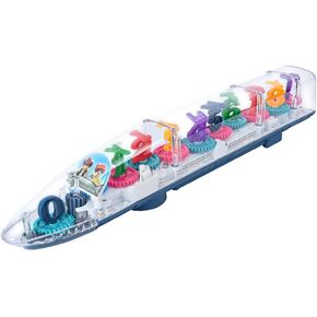 3D Gear Train Toy, Light-up Transparent Gear Train Toy with Lights and Music for Kids, Educational Toy, STEM Train Toy for Toddlers and Preschoolers