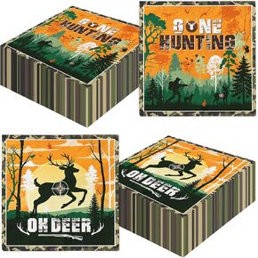 Hunting Birthday Party Decorations 40 Pcs Hunting Camo Party Paper Napkins Oh Deer Hunting Birthday Party Supplies Hunting Napkins for Baby Shower Camo Birthday Party Decorations