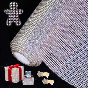 Locacrystal 81000Pcs Bling Rhinestone Sheet Roll Self-Adhesive Smooth Glitter Crystal Stickers For DIY Furniture Home Decor Iron-On Bling Wrap Sheet for Clothing Gift Car Decoration(Crystal