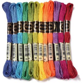 12 Skeins 105 Yards Embroidery Floss Cross Stitch Threads 6 Ply Variegated Macaroon Friendship Bracelet String Floss Threads Bulk for Jewelry Making Bracelet Knitting Stitching Craft Supply