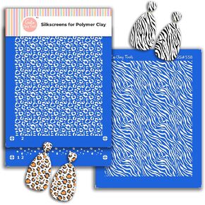 2 Layer Leopard Silk Screen, One Layer Zebra Silkscreen for Polymer Clay Earring Making SSCMB-10