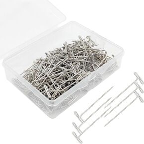 200PCS Metal T Pins, 1.5 Inch Stainless Steel T-pins Wig Pins Long Straight Sewing Pins for Quilting Blocking Knitting Craft Modelling and Crafts (1.5inch/ 38mm)