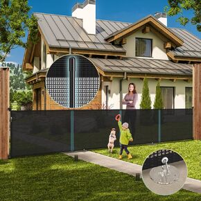 180'' Retractable Baby Gates Extra Wide,42" Extra Tall Retractable Dog Gate for Doorways, Safety Upgrade Extra Long Retractable Baby Gate for Stairs, Indoor/Outdoor Retractable Gate - White