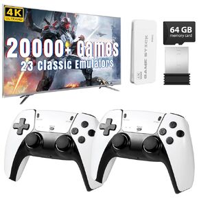 Wireless Retro Game Console Stick, Classic Video Games with 4K HDMI, 20000+ Built-in Games, 2.4GHz Wireless Controller, Plug and Retro Play Video Games for Tv