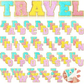 104 Pcs Chenille Letter Patches Self Adhesive Letters Letter Patches Travel Self Adhesive Chenille Patches Chenille Embroidered Patch Self Adhesive Patches for Jeans Embroidered Applique