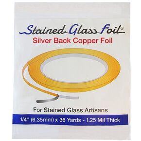Stained Glass 1/4" Copper Foil - Silver Back - 1.25 Mil. Thick