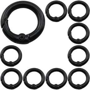 DGZZI 10PCS Black Metal Spring Gate Clasp Buckle Ring Keychain Opening Ring Round Keychain Phone Hook Buckle Clip Trigger Spring Buckle For Jewelry Making Bags Wallets Handbags Ring