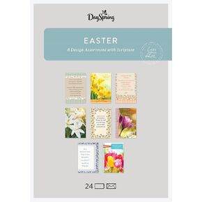 DaySpring - Easter Blessings - 8 Design Assortment with Scripture - 24 Easter Boxed Cards and Envelopes (U1617)