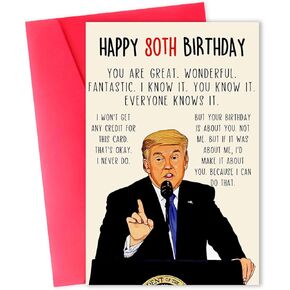 Funny Trump 80th Birthday Card, Hilarious 80 Years Old Birthday Card Gift for Men Women, Great 80th Birthday Gifts for Friends, Dad, Mom, Husband, Wife, Brother, Sister