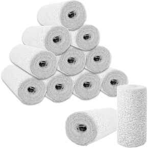 12 Rolls Plaster of Paris Strips for Crafts, 4"x 180" Plaster Cloth Rolls, Plaster Strips for for Craft Projects, Mask Making, Belly Casts, Body Molds - 4In x 15Ft/ 5Yd