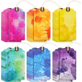 4 3/4-in x 2 3/8-in Paper Tags Gift Hang Tags with String 6 Colors Hanging Tags for Gift Wrapping Party Favors DIY Crafts