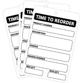 Time to Reorder Tags,2.5x3.5 Inch 100 Pcs Per Pack Warehouse Inventory Card for Business Inventory Management