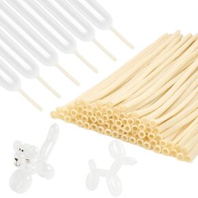 RUBFAC 100pcs Clear 260 Balloons Clear Long Skinny Latex Balloons for Animal Balloons, Transparent Twisting Animal Balloons for Kids Party Balloons Garland Birthday Wedding Party Decorations