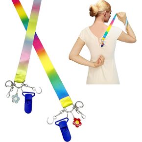 Okueejur 2PCS Zipper Helper Pull for Dresses Zipper Puller Helper with 4 Hooks and Clip Zipping Up Down Dress and Boots by Yourself for Clothing Coat Bag All Zipper Types