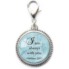 Modern Fashion Zipper Pull,Beautiful Zipper Pull,Matthew 28:20 Scripture Charm Zipper Pull Bible Verse Zipper Pull I am with You Always Scripture Jewelry Christian Gift for Christian Jesus Quote-RC