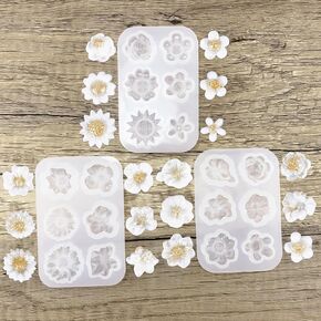 Polymer Clay Flower Molds - 3pcs Mini Daisy Silicone Molds for Polymer Clay, Light Resin, Sugarcraft Cake Decoration, Candy, Chocolate, Wax, Jewelry Making Crafting Projects