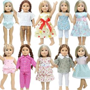 5 Set American 18 inch Doll Clothes, Accessories for 18 inch Girl Doll Including Fashion Dress Casual Daily Outfits Swimsuits Summer Clothing (NO Doll)