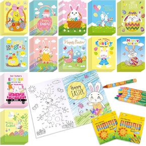 Fulmoon 144 Pcs Easter Coloring Books with Crayons for Kids Bulk Coloring Books for Toddler Ages 3-10 Birthday Party Favors Classroom Activity Supplies Sunday School Crafts