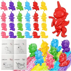 Unicorn Shaped Crayons and Coloring Book Set 72 Pcs Unicorn Crayons and 12 Pcs Coloring Book Non Toxic Washable Toddler Drawing Bulk Gift Set for Kids Art Supplies Easter Egg Decoration