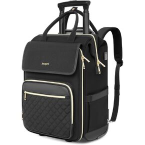 Rolling Backpack for Women, Travel Rolling Laptop Backpack with Wheels, Vertical & Horizontal Storage 2 In 1, Flip-Top Design, Water-Resistant Overnight College Underseat Carry on Luggage