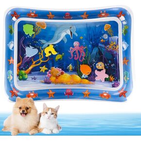Thickened Sensory Water Playmat for Cats - Water Sensor Playmat with Fish for Cool Comfortable Pet Play - Dolphin Design