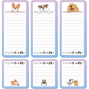 6 Pcs Funny Dog Magnetic Notepads for Refrigerator Dog Grocery List Magnet Pad for Fridge Magnet Pad Grocery Shopping List Teachers Coworkers Office Supplies, 2 Designs