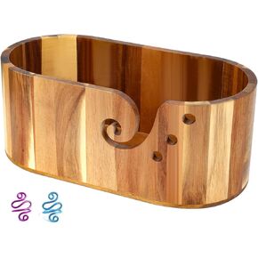 Acacia Wooden Yarn Bowl Large Size for Yarn Skeins,Large Yarn Bowls for Crocheting,Crochet Bowls for Yarn,Yarn Bowl for Knitting,Perfect Gifts for the Knitter,Size 11inch×6.1inch×4.7inch
