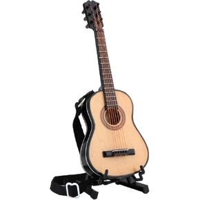 Amagogo 1/6 Scale Wooden Miniature Electric Guitar with Stand and Straps,Mini Musical Instrument Model Home Decoration - 18cm