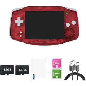 RG34XX Retro Video Handheld Game Console 3.4" IPS Screen 720*480 Screen Linux 64-bit 3500mAH Battery, with 32GB+64GB TF Card RG 34XX Retro Video Gaming Players (Transparent Red)