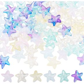 SUNNYCLUE 1 Box 120Pcs Starfish Beads Starfish Bead Glass Star Sea Ocean Animal Double Sided Transparent Loose Spacer Beads for Jewelry Making Beading Kit Bracelet Necklace DIY Craft Supplies Adult