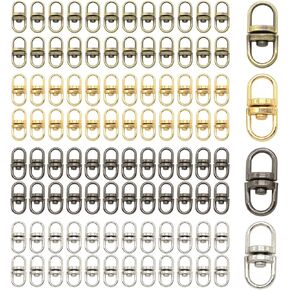 100 Pieces Swivel Key Ring Keychain Connectors, Double Ended Swivel Lanyards Key Ring Connectors for Keychain DIY Crafts