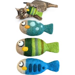 Woolbuddy Cat Toys - 3-Piece Fish Set for Bored Indoor Pets, Interactive Entertainment, Stimulating Play Without Catnip, Kitten Enrichment, Cute Must-Have Accessories