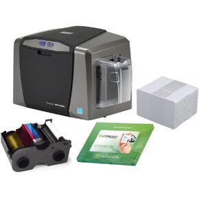 Fargo DTC1250e Single Sided USB Card Printer with Supplies Bundle (50605)