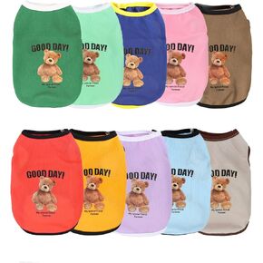 10 Pieces Dog Shirts Bear Print Puppy Shirt Breathable Pet Apparel Dog Sleeveless Vest for Small Medium Large Dogs Cats