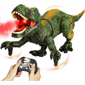 Remote Control Robot Dinosaur Toys for Kids 5-7,2.4G Electronic RC Walking Dinosaur Pet for Boys 4-7 with Spray & Light & Roar,Large Dino Toys for Kids 3-5 Year Old Christmas Birthday Gift (Green)