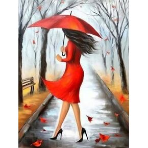 SKRYUIE 5D Umbrella Diamond Painting Kits - DIY Diamond Art Kits for Adults Woman, Full Round Drill - Crystal Cross Stitch - Adults Craft for Wall & Office Decor - 12x16 inch