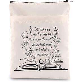 PLITI Book Lover Book Sleeve Library Gift Sarah J Maas Quote Gift Bookworm Gift Librarian Gift (Libraries Weapons BS)