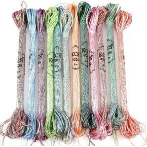 KCS 6-Strand Cross Stitch Metallic Variegated Pearl Shiny Embroidery Floss (12 Skeins # 3)