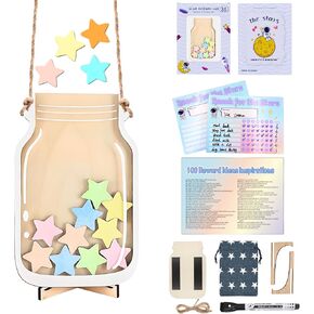 Magnetic Reward Jar, Star Reward Jar Set for Kids Potty Training Reward Jar System for Classroom, Magnetic Reward Jar for Classroom Board Behavior Management Home Reward Jar (White)